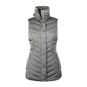 Eddie Bauer Womens Sun Valley Down Vest Silver Grey Puffer Sherpa Lined Small